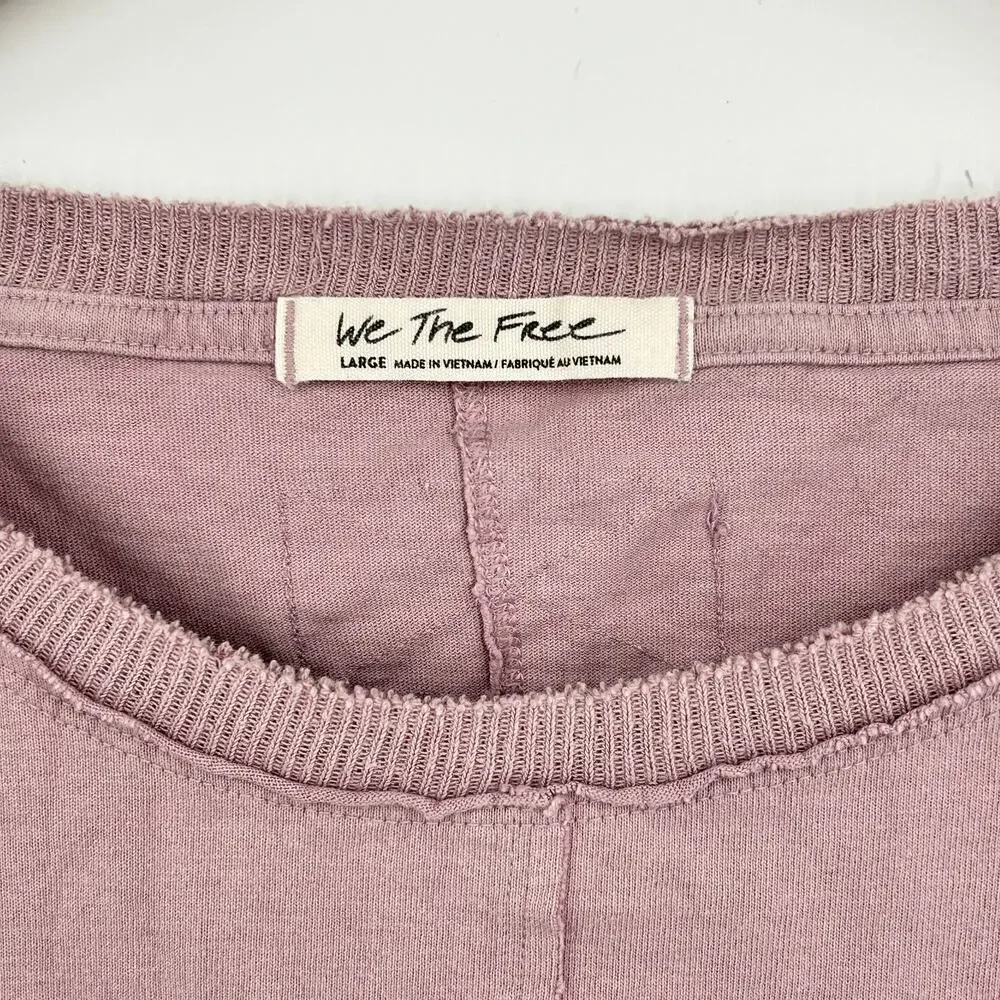 Free People Kasee Boxy Distressed Muscle‎ Tee Mauve Cotton Sleeveless Womens L